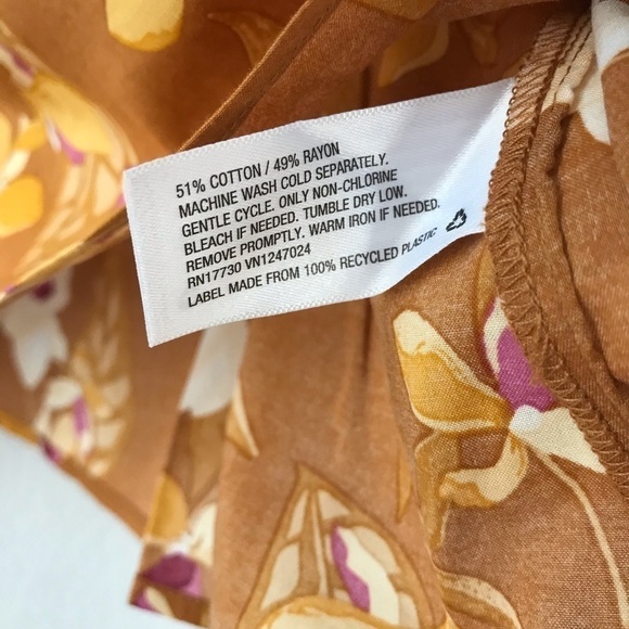 New! Bohemian Peasant Orange Rust Floral Tropical Top Blouse - Picture 11 of 11